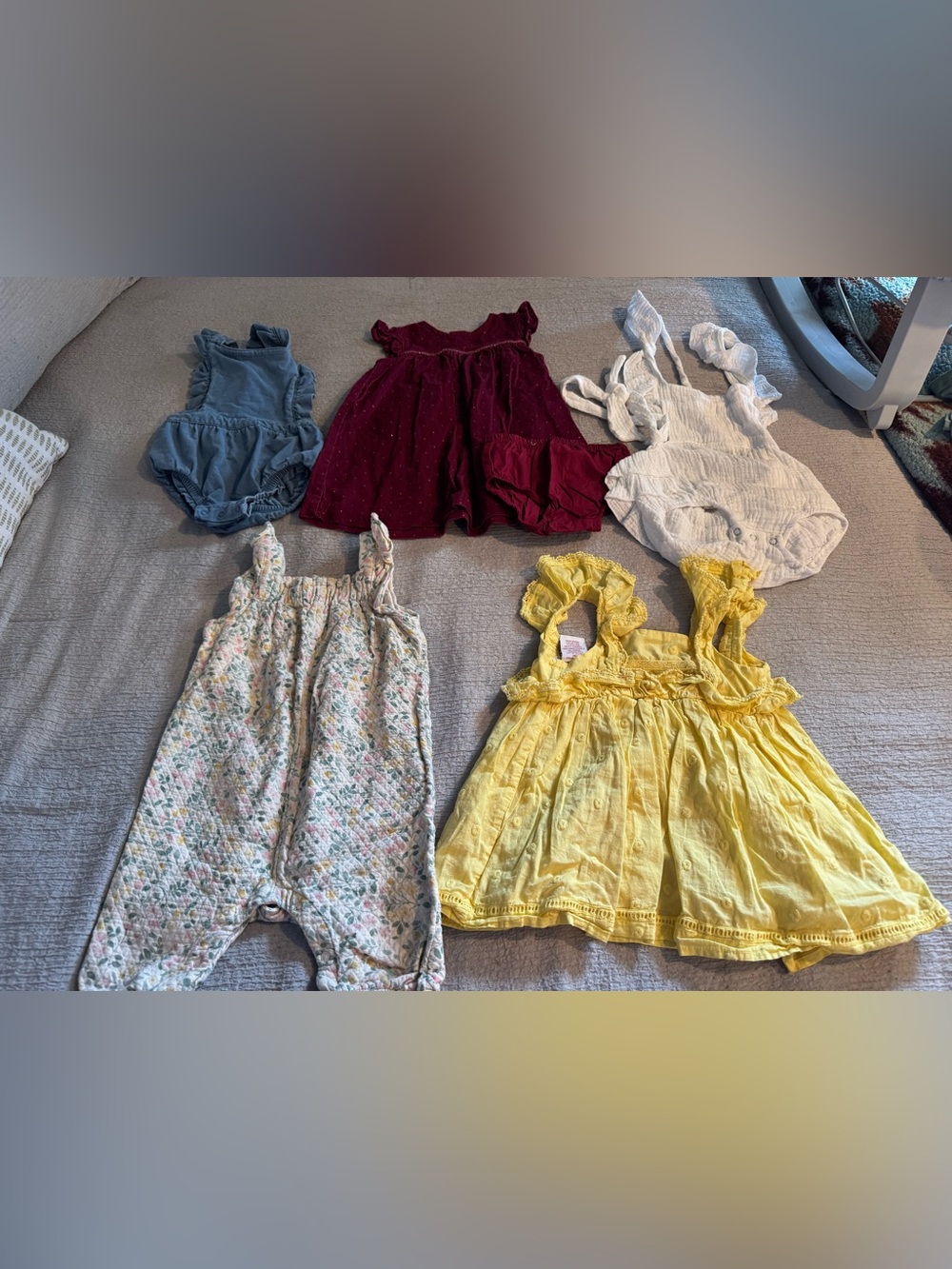 Baby Girls Mixed Summer Dress Bundle - Yellow & Burgundy Featured